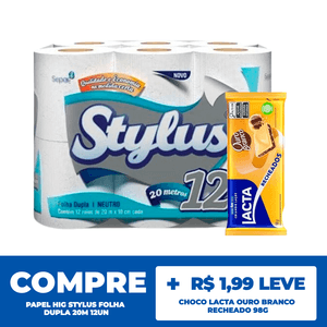 Bundle: Papel Higiênico Stylus + Chocolate Lacta Ouro Branco