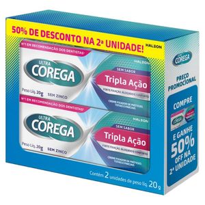 Kit Creme Dental Corega Tripla Ação GSK com Desconto na 2ª Unidade