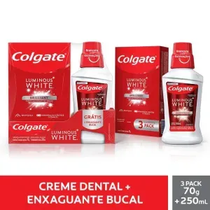 Creme Dental Colgate Luminous 3 Unidades + Enxaguante Bucal