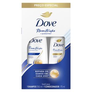Kit Dove Reconstrução + Queratina Shampoo 350ml + Condicionador 175ml