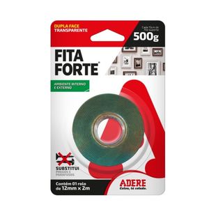 Fita Dupla Face Adere para Massa Acrílica Transparente 12mm x 2m