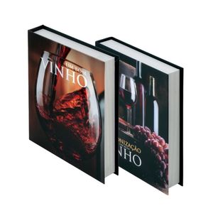 Kit para Vinho Formato Livro Preto 5 Peças