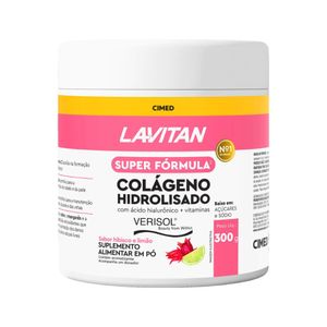 Colágeno Pó Hidrolisado Hibisco e Limão Lavitan Super Fórmula Pote 300g + Dosador
