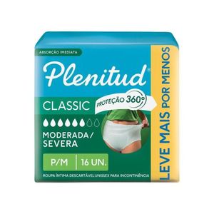 Roupa Íntima Descartável Unissex Plenitud Classic P/M Pacote 16 Unidades Leve Mais Pague Menos