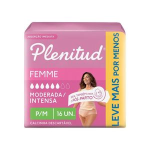 Roupa Íntima Descartável Plenitud Femme P/M Pacote 16 Unidades Leve Mais Pague Menos