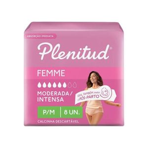 Roupa Íntima Descartável Plenitud Femme P/M Pacote 8 Unidades
