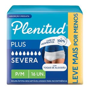Roupa Íntima Descartável Unissex Plenitud Plus P/M Pacote 16 Unidades Leve Mais Pague Menos