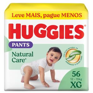 Fralda Descartável Infantil Pants Huggies Natural Care XG Pacote 56 Unidades Leve Mais Pague Menos