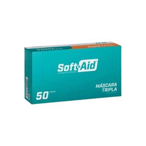 Máscara Descartável Soft Aid Tripla com 50 Unidades