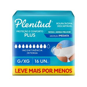 Roupa Íntima Descartável Unissex Plenitud Plus G/XG Pacote 16 Unidades Leve Mais Pague Menos