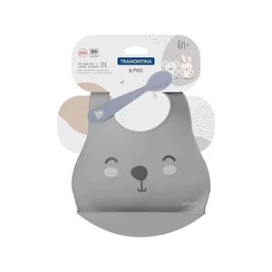 Babador Tramontina com Colher Le Petit Cinza