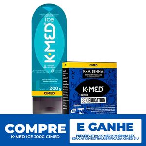 Kit K-Med: Lubrificante  Ice 200Ml + Preservativo Extralubrificada 3 Unidades