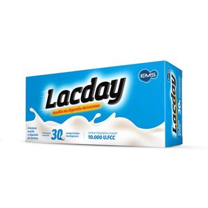 Lacday 10 000U Fcc Enzima Lactase 30 Comprimidos Mastigáveis