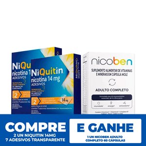 Kit: Niquitin 14Mg 7 Adesivos Transparente + Nicoben Adulto Completo 60 Cápsulas