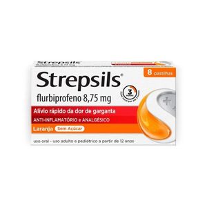 Pastilha Garganta Anti-inflamatório Strepsils Laranja 8 Unidades