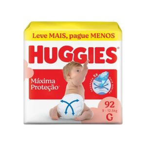 Huggies Fralda Descartável Máxima Proteção G - 92 Un