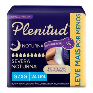 Roupa Íntima Descartável Noturna Plenitud Tamanho G/XG 24 Unidades