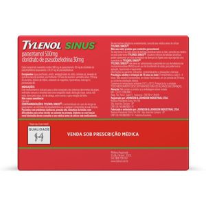 Tylenol Sinus 500mg+30mg 24 Comprimidos Revestidos