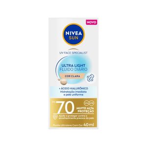 Protetor Solar Facial Nivea Fluido Ultra Light Cor Clara FPS70 40ml