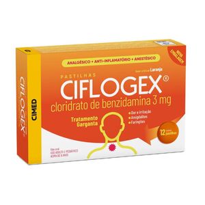 Pastilha De Garganta Ciflogex 3mg - Laranja 12 Pastilhas Cimed