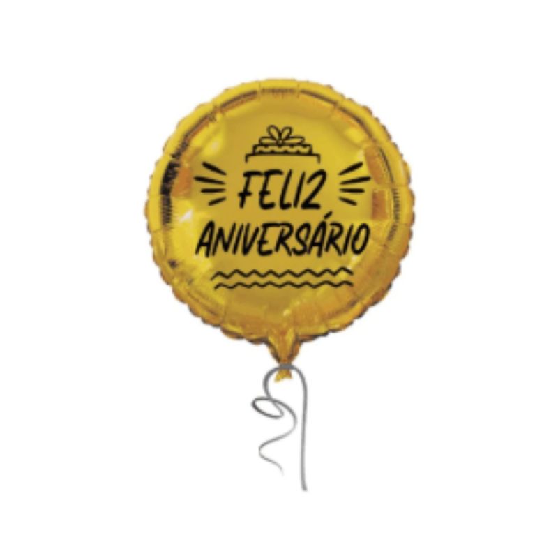 Balão Br Festas Bola Dourado Feliz Aniversário