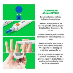 Lancetas Glicemia Care Plus HC516 Multilaser 100 Unidades 28g
