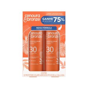Protetor Solar Aerossol Cenoura & Bronze FPS 30 Cenoura & Bronze Caixa 2 Unidades 200ml