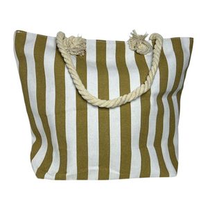 Bolsa de Praia Ek Toys Listrada Bege com Branco