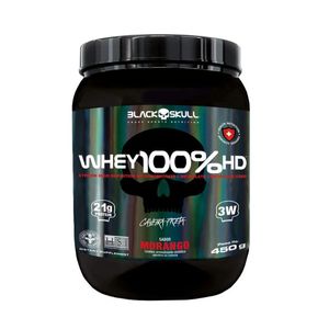 Whey Protein Black Skull 100% HD Gourmet Morango 450g