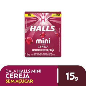 Bala Halls Mini Sem Açúcar Cereja 15g
