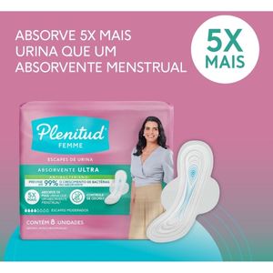 Absorvente para Incontinência Urinária Plenitud Femme Ultra sem Abas 8 Unidades