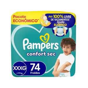 Fralda Pampers Confort Sec Bag Max XXXG 74 Unidades