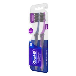Escova Dental Oral-B 5 Ações Carvão Macia 2 Unidades
