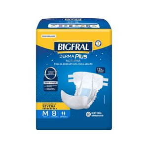 Fralda Bigfral Derma Plus Adulto Noturna Média 8 Unidades
