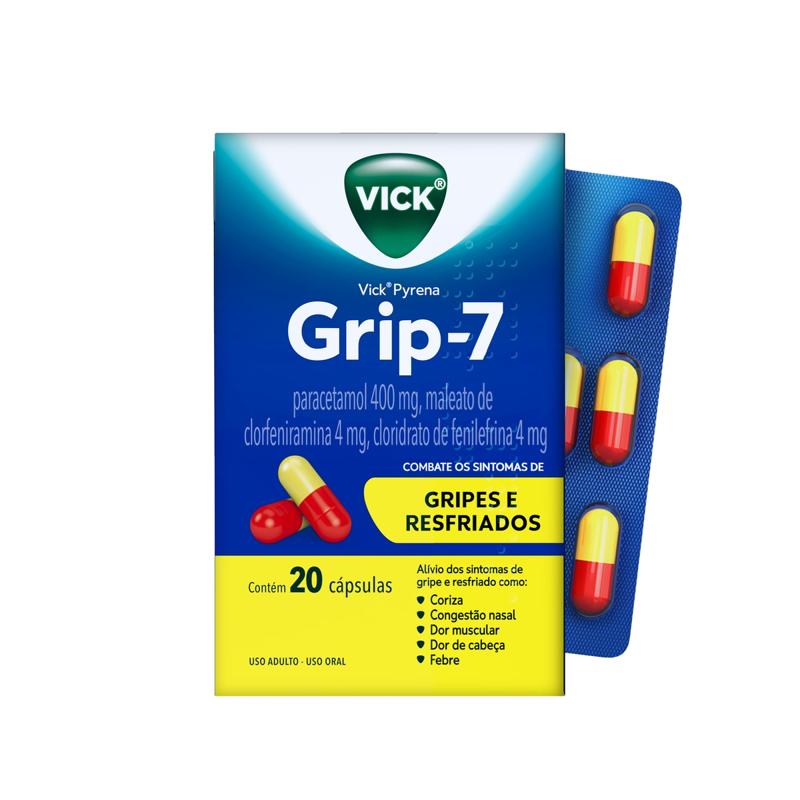 Encontraproduto.com.br - VICK PYRENA GRIP-7 COM 20 COMPRIMIDOS