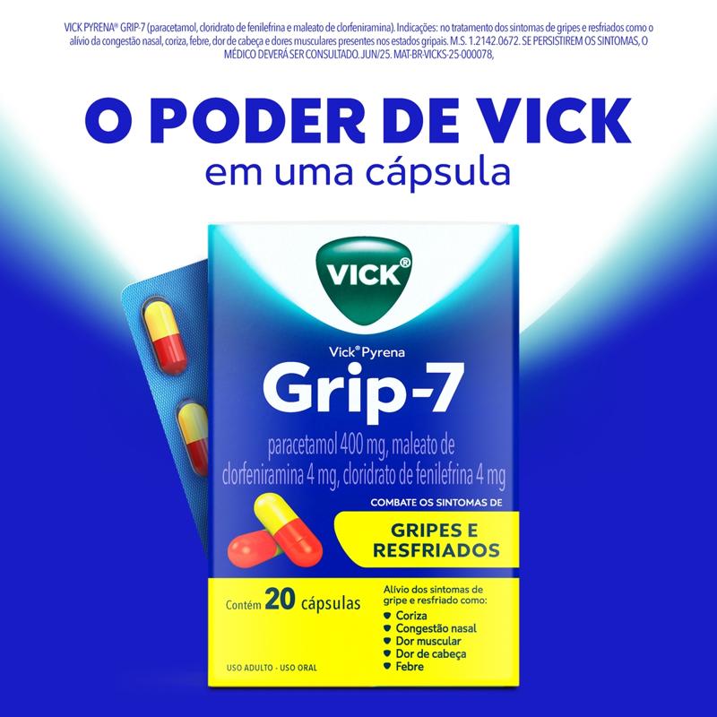 Encontraproduto.com.br - VICK PYRENA GRIP-7 COM 20 COMPRIMIDOS