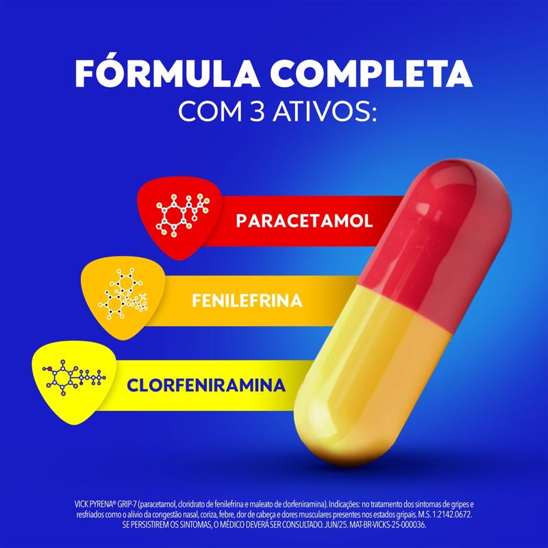 Encontraproduto.com.br - VICK PYRENA GRIP-7 COM 20 COMPRIMIDOS