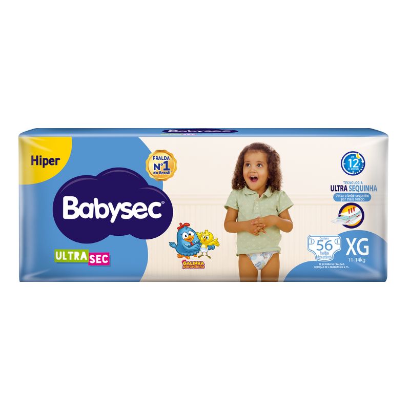 Fralda Babysec Ultrasec Galinha Pintadinha Hiper XG 56 unidades