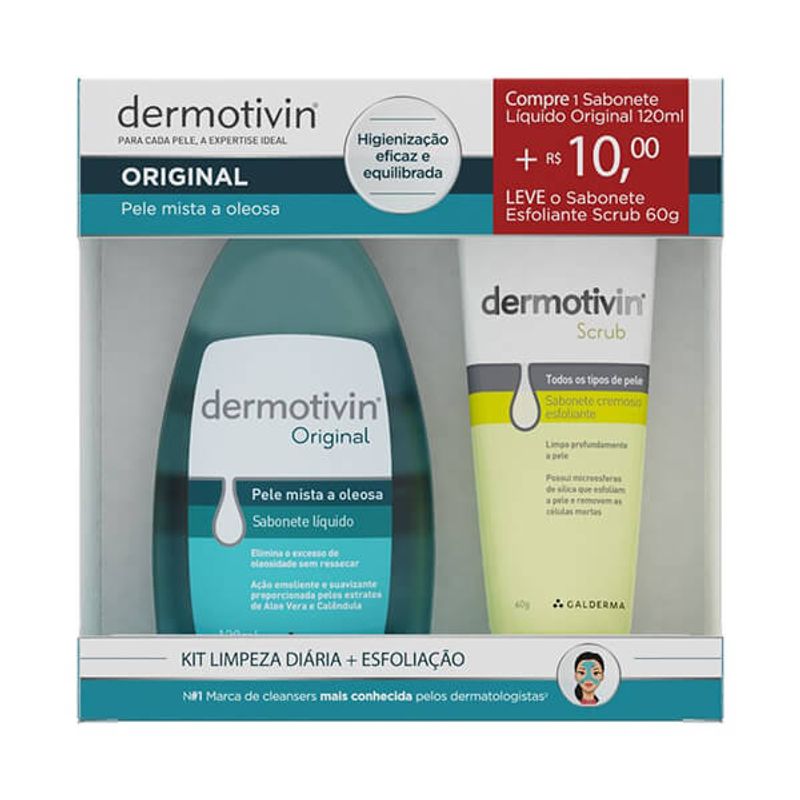 Kit-Dermotivin-Sabonete-Liquido-Original-120Ml---Sabonete-Esfoliante-Scrub-60G