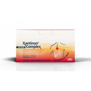 Xantinon Complex Acetilracemetionina 40mg + Citrato de colina 53mg + Betaína 50mg 12 Flaconetes
