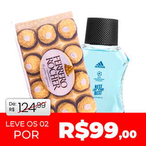 Kit Presente Luxo: Colônia Adidas 50ml + Bombom Ferrero Rocher