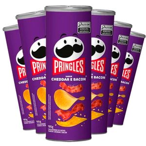 Kit Pringles: 6Un de Sagadinho Pringles Cheddar e Bacon 109g