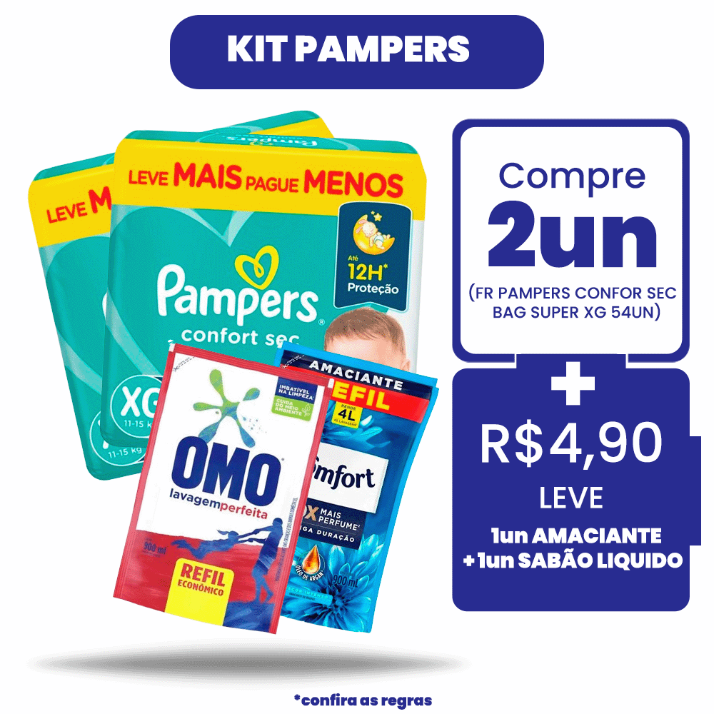 Kit Pampers: Compre 2Un Fralda Pampers Confortsec Bag Super XG 54Un + R ...