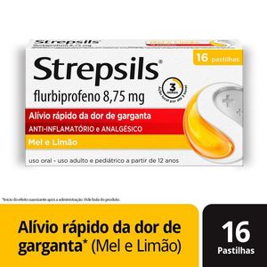 Pastilhas para garganta Strepsils Sabor Mel e Limão - Caixa 16 Pastilhas