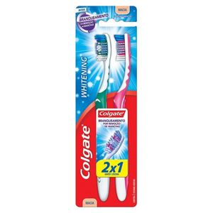 Escova Dental Colgate Whitening Cabeça Compacta Macia 2 Unidades