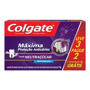 Creme Dental Colgate Máxima Proteção Neutraçucar 3 Unidades de 70g