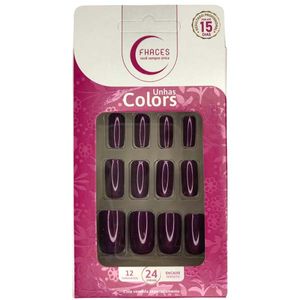 Unhas Postiças Fhaces Stiletto Top Coat Metallic Purple