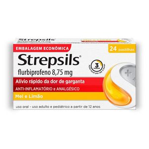 Pastilhas para garganta Strepsils Sabor Mel e Limão - Caixa 24 Pastilhas