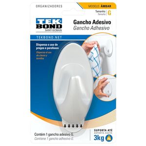 Gancho Âmbar Plástico Tekbond Branco G