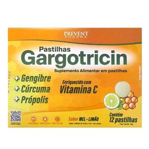 Gargotricin Prevent Sabor Mel e Limão 12 Pastilhas